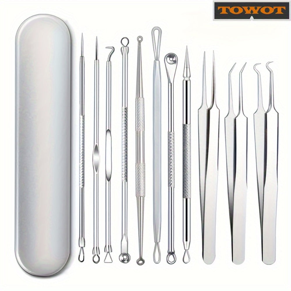 Blackhead Remover Tool Kit 11PCS Stainless Steel Pimple Popper Extractor - Professional for Bath Time, Home Spa and Personal Care