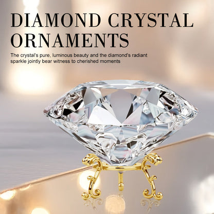 Crystal Sun Catcher with Gold Stand – Quadrilateral Decorative Crystal Stone Paperweight Rainbow Light Prism for Living Room Bedroom Home