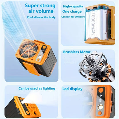 Portable Clip Fan 10000mAh Rechargeable Wearable Belt Fan with 22H Battery Life 4 Speed for Entryways, Bedrooms and Living Spaces