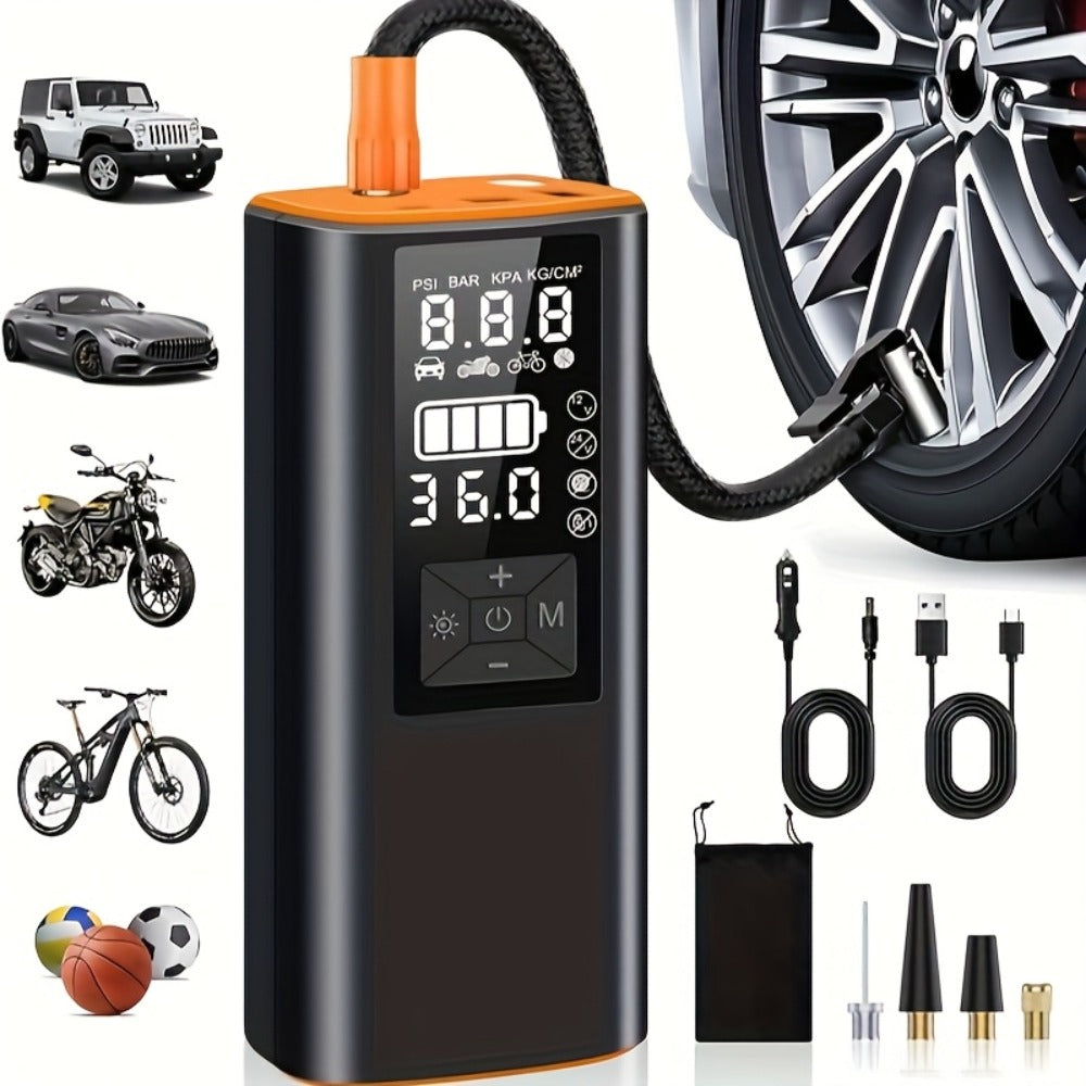 150 PSI Cordless Tire Inflator with 6000mAh Battery, Digital Pressure Gauge, LED Light and USB-C Charging