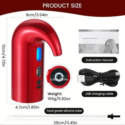 Electric Wine Aerator and Dispenser with Red or Black Housing, Three Checkout Configurations and Pictured Accessories