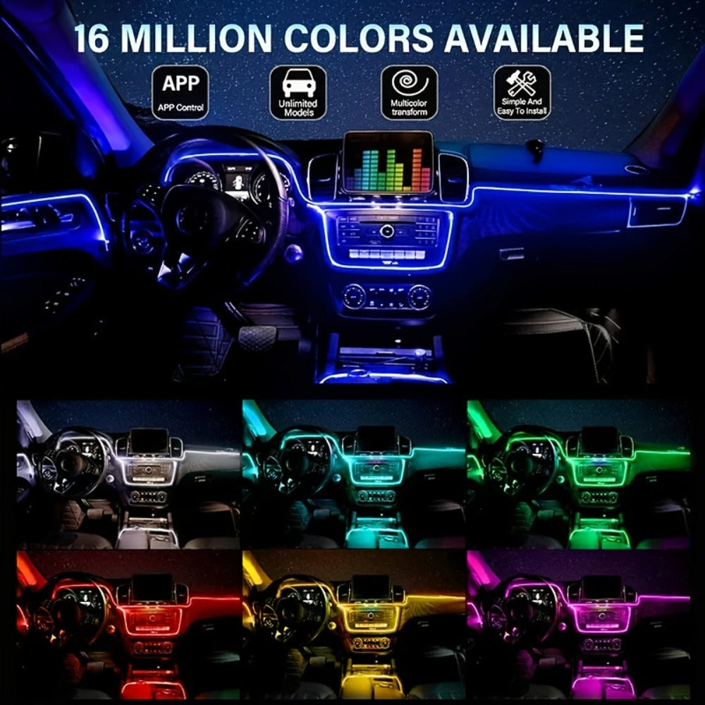 Car Interior Ambient Light Strip with Eight-Color App Control, Music-Responsive Modes and Two Checkout Configurations