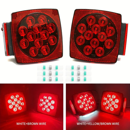 12V LED Trailer Tail Lights Kit – Stop, Turn Signal, Brake & License Plate Light for Trailers Under 80" – Boat, RV, Camper, Truck