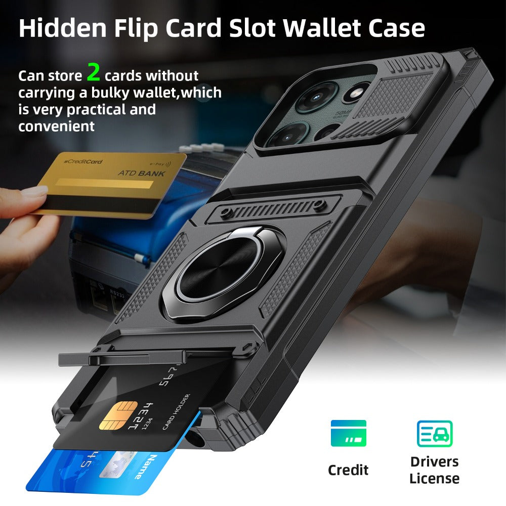 Wallet Moto G 5G 2025 2024 Case Card Holder 360° Ring Stand Dual Layer with the Listed Color, Size or Set Options for Everyday Carry