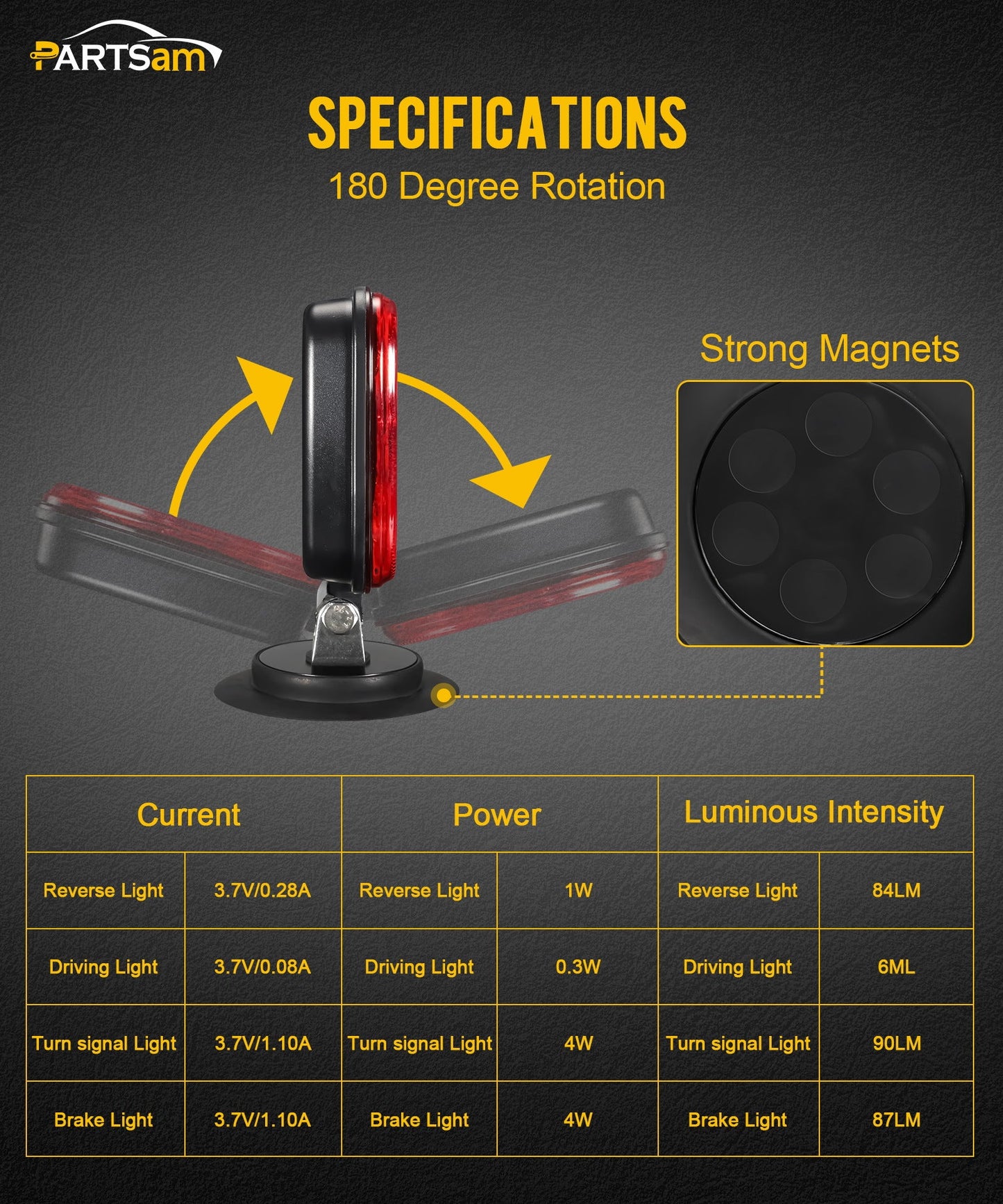 Wireless Magnetic LED Trailer Light Kit – 26 LED Towing Tail Light Stop Turn Brake Reverse, 7-Pin Plug 12-24V IPX5 Waterproof