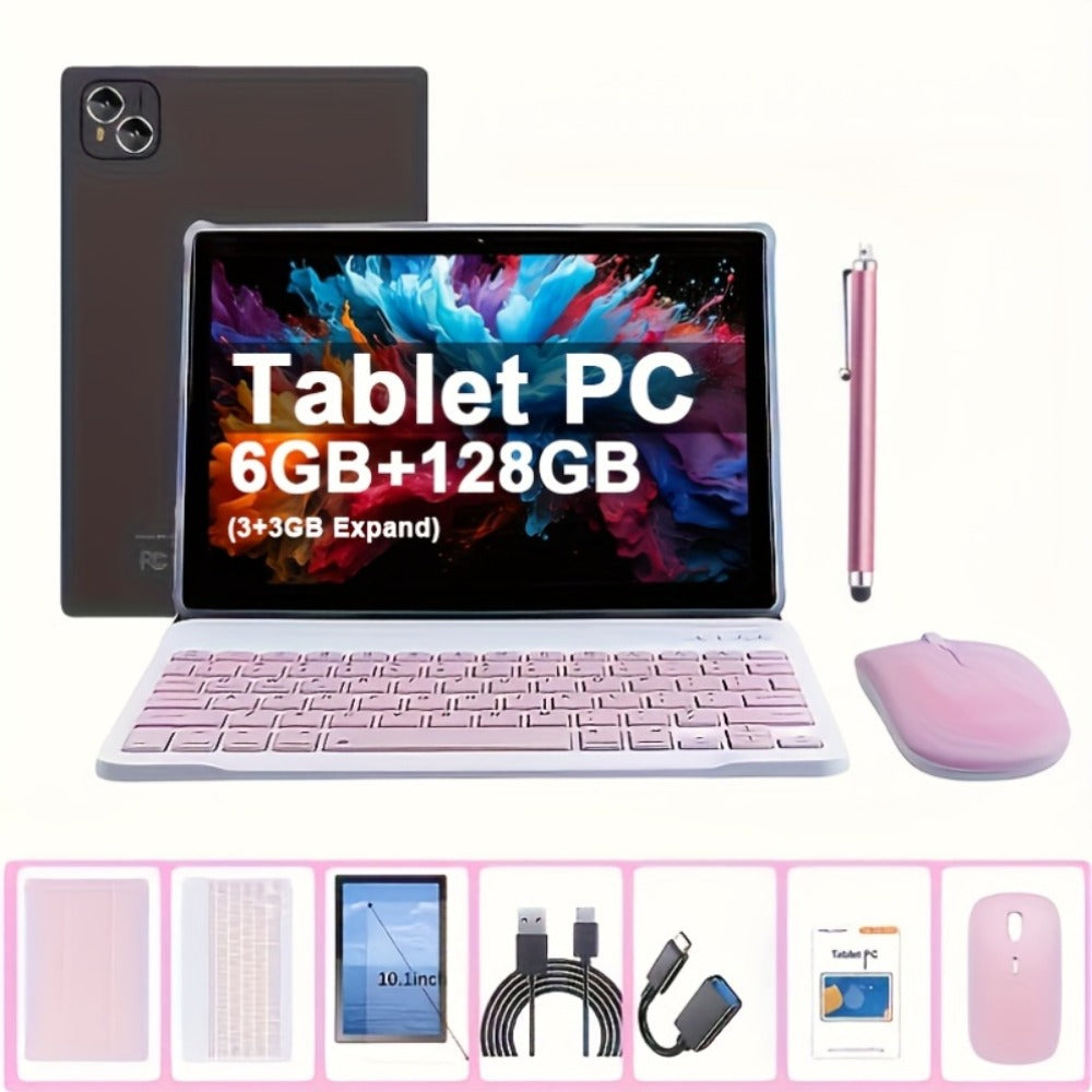 Android Tablet 10.1-Inch Pink 2-in-1 with 6GB RAM, 128GB Storage, 4G LTE and Keyboard Bundle
