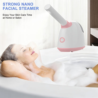 Facial Steamer Nano Ion Mist – Deep Pore Cleansing Home Spa Face Steamer with 360° Rotatable Arm, Blackhead Remover