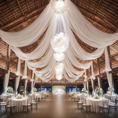 Chiffon Draping Fabric for Wedding Arch 32.8Ft, Sheer Backdrop Curtain for Ceremony, Reception & Bridal Shower Decor