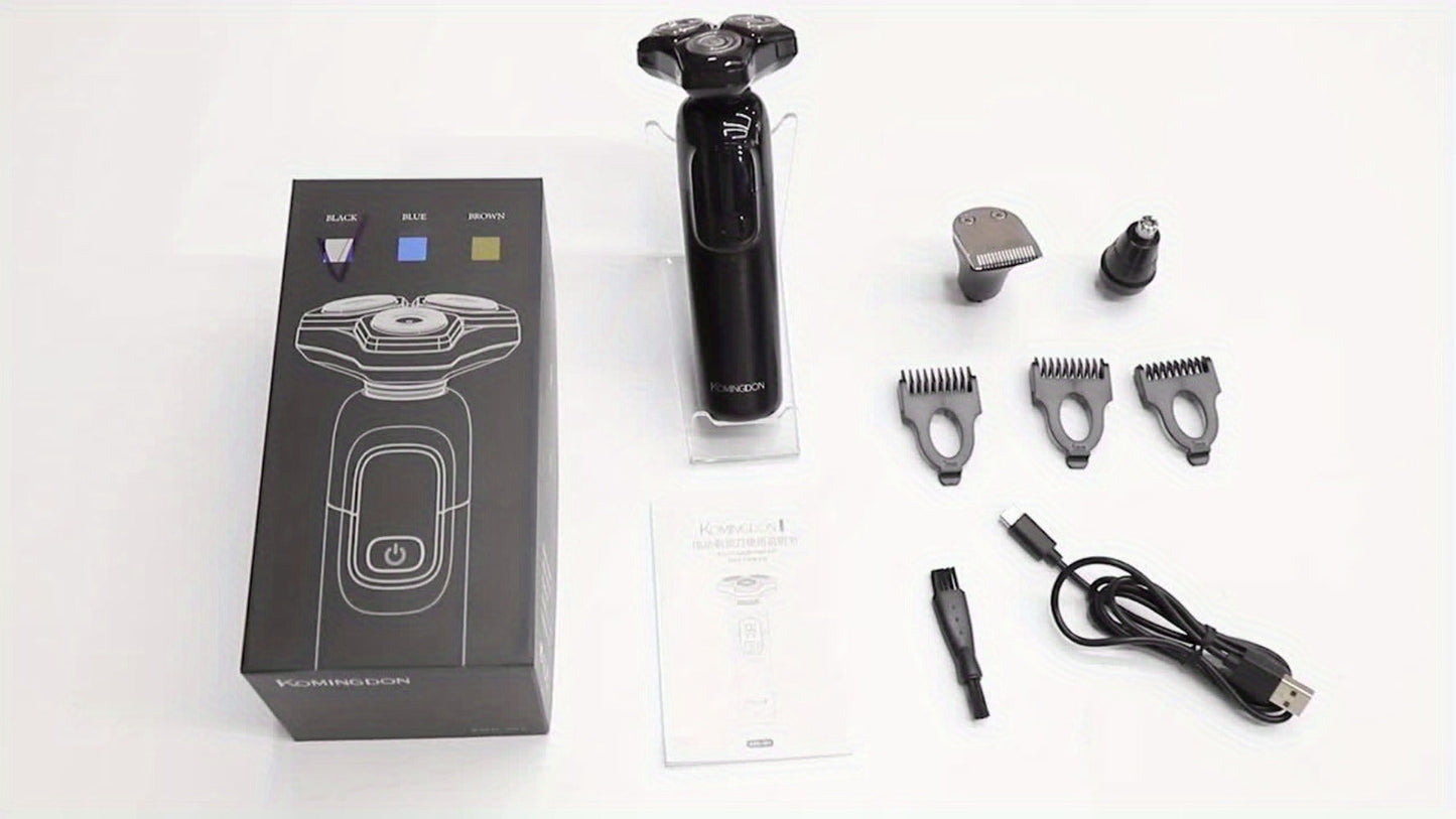 Rotary Shaver for Men 3-in-1 Cordless Rechargeable Electric Razor - Floating Head Wet Dry Shaver
