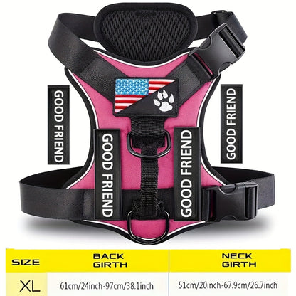 Five-Patch Dog Vest Harness in Black, Red, Rose Red, Grey or Green with XS-to-XL Sizes Pictured