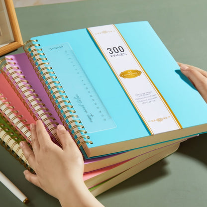 Large Spiral Notebook 300 Pages Hardcover – 8.5x11 A4 College Ruled 100GSM Lined Paper PVC Waterproof Cover for Work School Travel Women Men