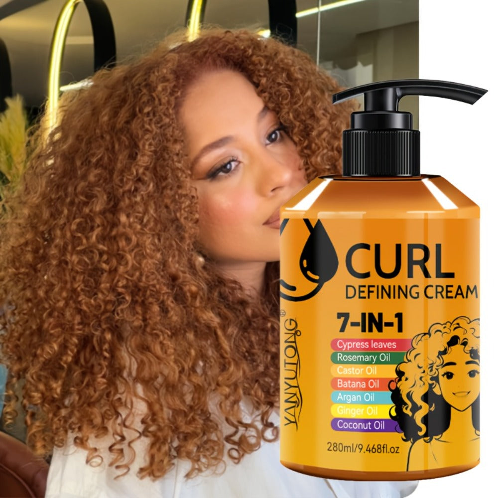 7-in-1 Moisturizing Curl Cream Anti-Frizz Flexible Hold Styling Cream for Wavy Curly Coily Hair – Non-Sticky Elasticity Curl Enhancer