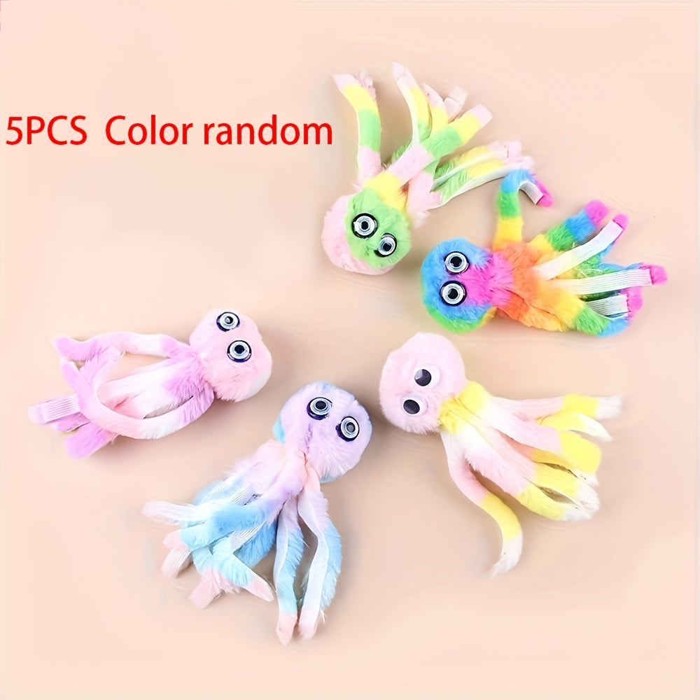 Cat Kick Toy Octopus 5-Pack – Cute Stuffed Chew & Kick Plush Toy for Indoor Cats, Teaser Wand Replacement Heads