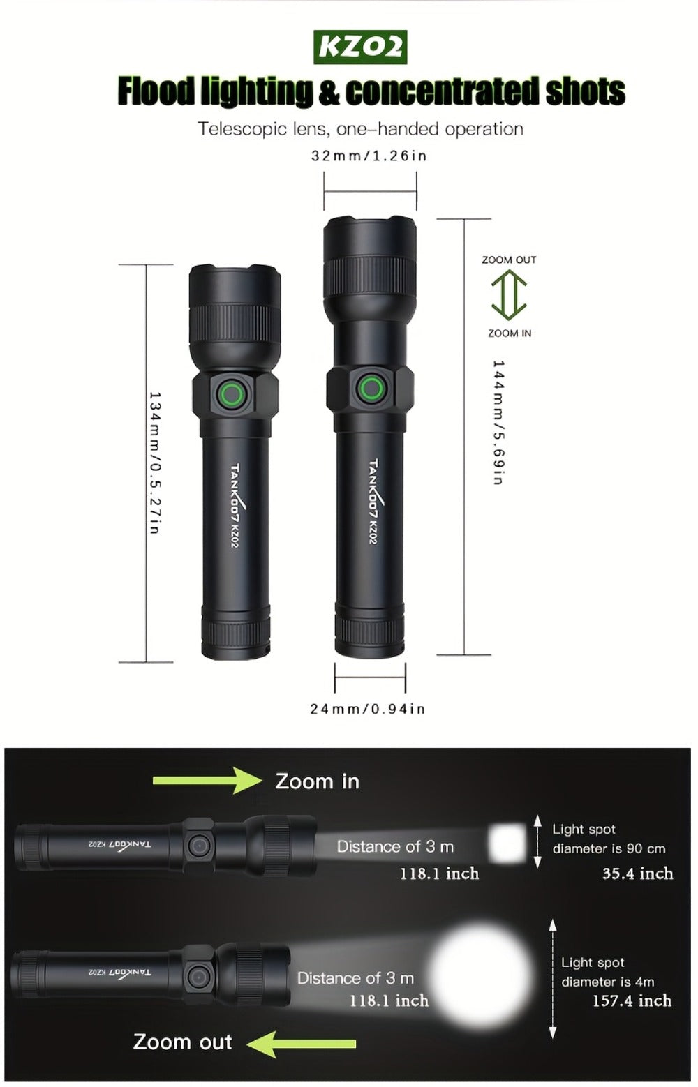 Mini LED Flashlight 18650 Rechargeable Battery, Adjustable Focus & Brightness Zoomable Compact Torch