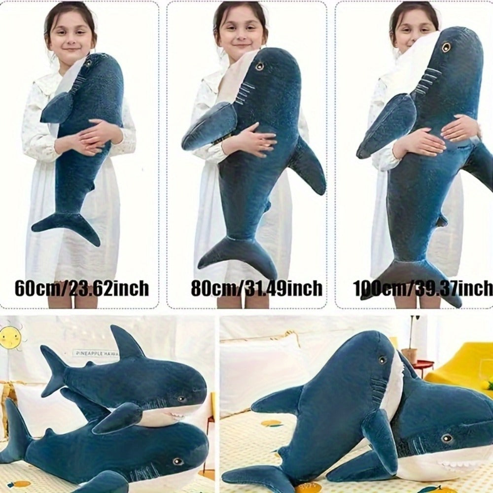 Stuffed Animal Rainbow Shark with Long Pillow Shape, Mixed Colors and Soft Plush Fabric for Room Decor