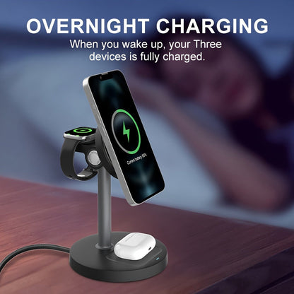 Wireless Charging Station, 3-in-1 Qi-Labeled Stand for iPhone, Apple Watch and AirPods Models in Six Colors