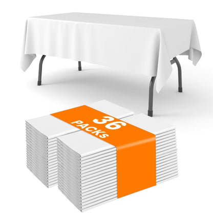 Disposable Plastic Tablecloths 18/36 Pack 54x108 Inch – Leakproof Sturdy White Table Cover for Party Picnic Wedding Birthday Banquet Outdoor