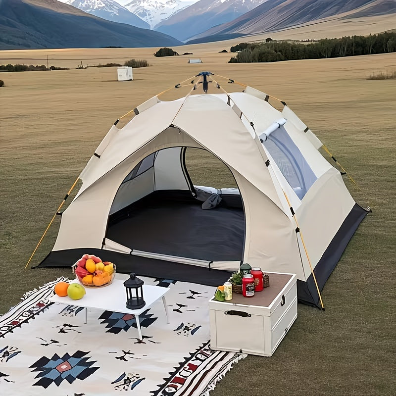 Camping Tent 2-Person Auto Pop-Up with Oxford Cloth, Fiberglass Poles and Four Door-Window Options
