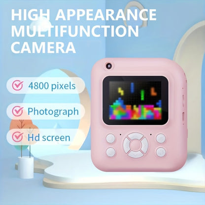 Kids Instant Print Camera 3-in-1 with MP3 & Games, 10x Zoom, 2.4" HD Screen, 32GB Card, Prints Photos in 1 Second