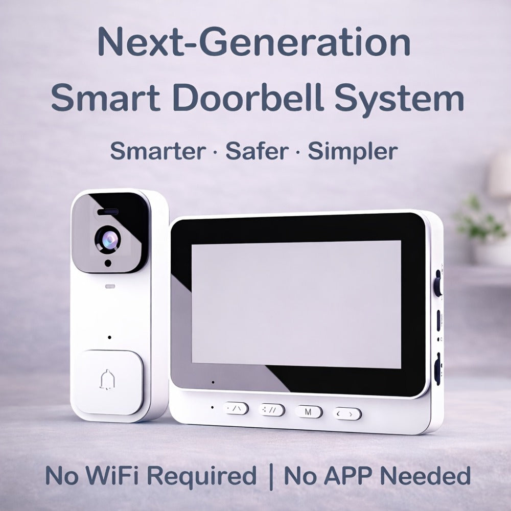 Smart Video Doorbell Wireless Touchscreen Display, Motion Detection 2-Way Audio Local Storage No Subscription