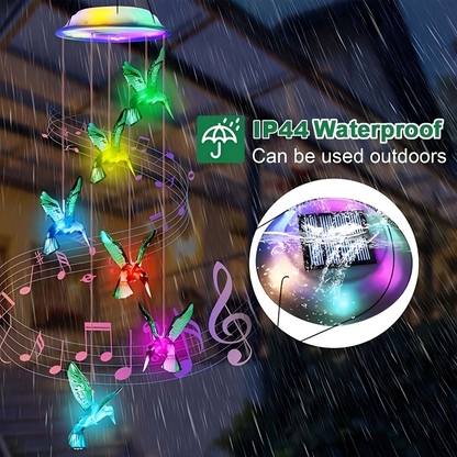 Solar Hummingbird Butterfly Pendant Light 6 LED Color, for Garden, Pathway and Patio Lighting