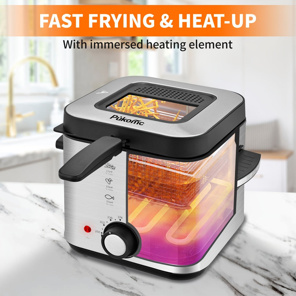 Deep Fryer Electric 1500W Non-Stick with Detachable Basket Adjustable Temperature Control for Home Cooking, Dining and Outdoor Meals