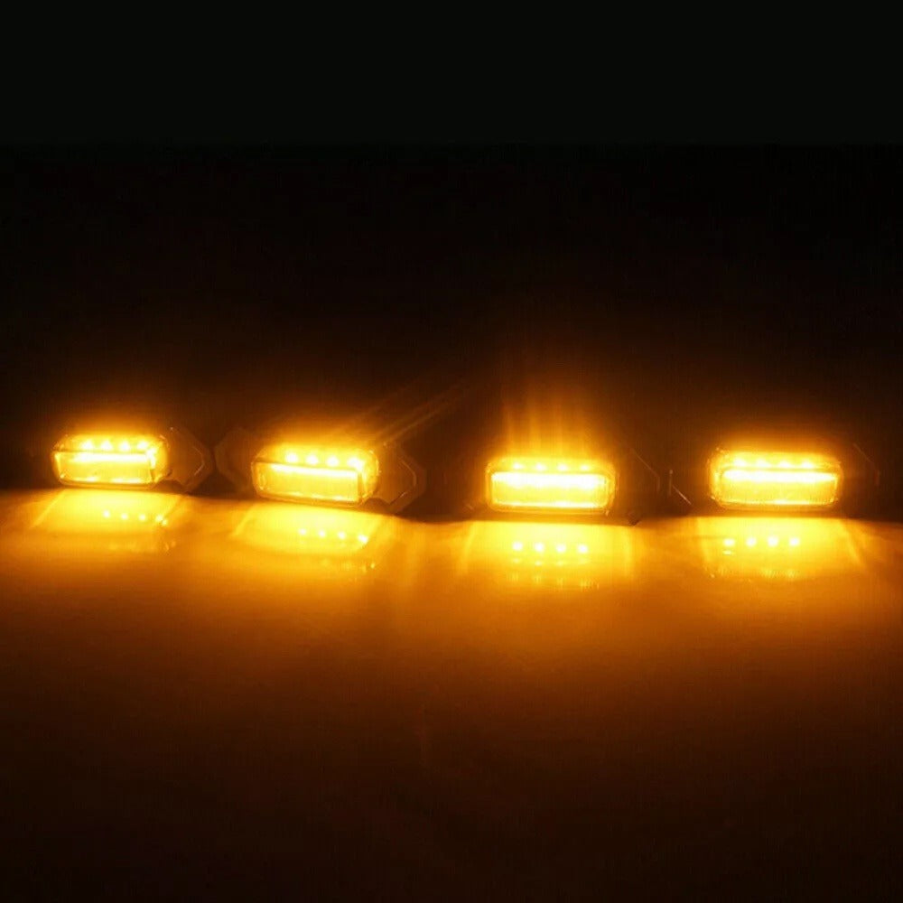 Grille LED Lights 4pcs – Amber Yellow 12V Front Grille Decorative Lights, Black Shell, Universal Fit for Toyota