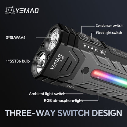 High Lumen Flashlight 5000 Lumen Ultra Bright, High- Battery Long Runtime USB Rechargeable