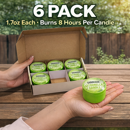 Citronella Candles Outdoor 6 Pack - 1.7 Oz Each, Burn Time, Infused with Citronella Essential Oil for Patio