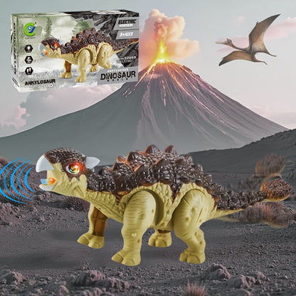 Walking Ankylosaurus Dinosaur Toy with Glowing Lights & Roaring Sound, Interactive Robot Dinosaur for Kids Ages 3-12