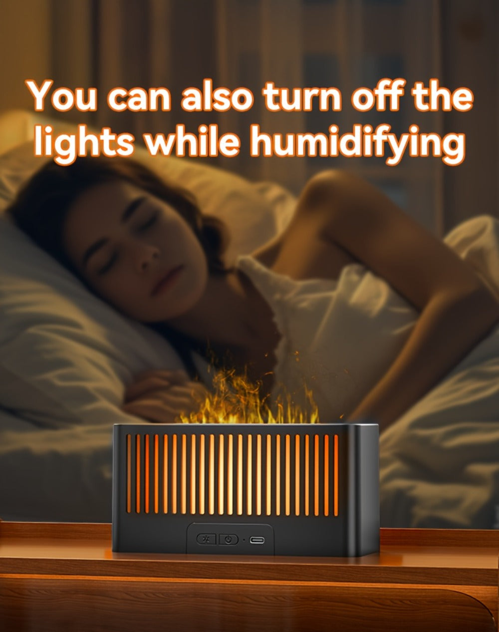 Humidifier Flame-Effect USB Diffuser with Seven LED Colors, Black or White, Single and Two-Pack Options