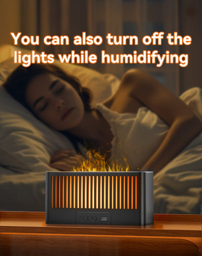 Humidifier Flame-Effect USB Diffuser with Seven LED Colors, Black or White, Single and Two-Pack Options