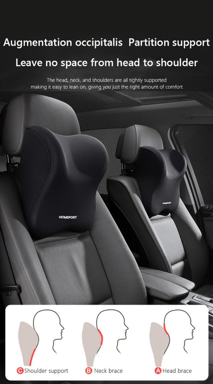 Car Headrest Neck Pillow 100% Memory Foam Ergonomic Support – Breathable Removable Washable Cover Adjustable Buckle for Driver Passenger
