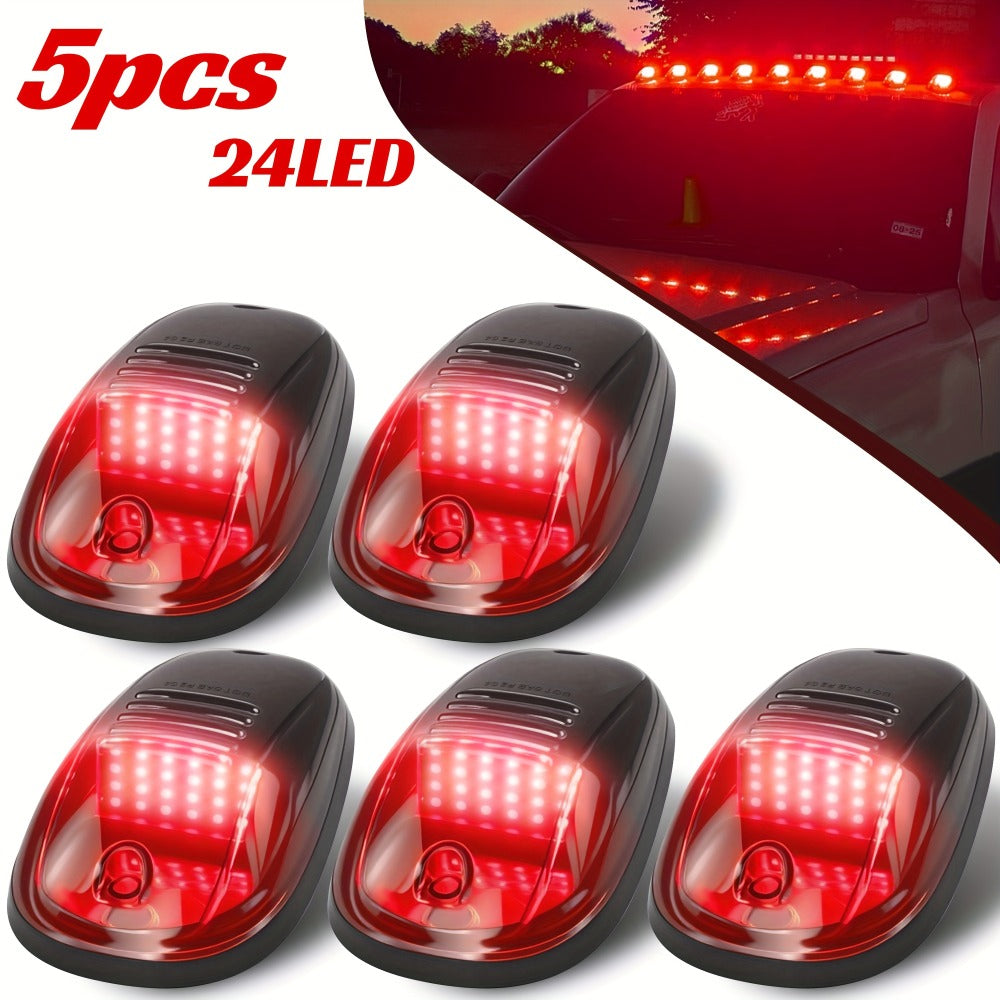 5pcs LED Cab Roof Marker Lights 16/24 LED 12V Super Bright UV-Resistant ABS Lens with Wiring Harness Kit for 2003-2018 Pickup Trucks 1500