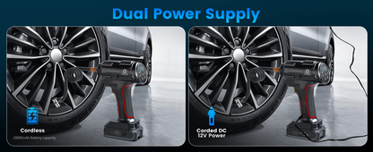 Portable Air Pump Inflator 160PSI – Auto Shut-Off, 35L/min, Dual Power (Battery/12V Car), Digital Gauge, 3-Mode LED Light for Car Tires