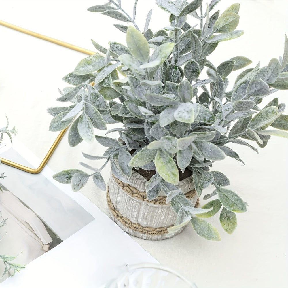 Fake Plants Artificial Plants Indoor 4-Pack Small Potted Greenery in Paper Pulp Pots for Entryways, Bedrooms and Living Spaces