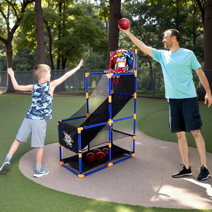Kids Adjustable Basketball Hoop Set Arcade-Style Stand 4 Balls Air Pump with the Listed Color, Size or Set Options for Everyday Use