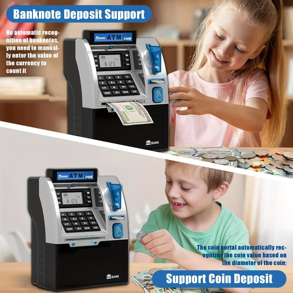 Electronic ATM Kids Piggy Bank with Password, Banknote & Coin Savings Bank for Boys Girls, Birthday Gift