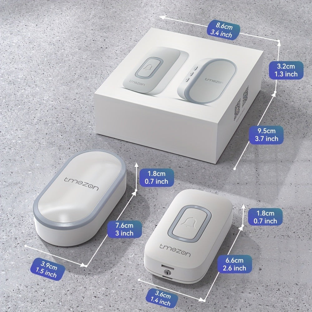 USB Plugin Wireless Doorbell Kit with 60 Melodies, 5 Volume Levels & Colorful LED Indicator, 1000ft Range