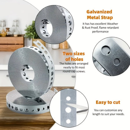 Galvanized Steel Pipe Support Bar with Pre-Drilled Holes – Corrosion-Resistant Hanging Rod for Plumbing HVAC Garage Workshop