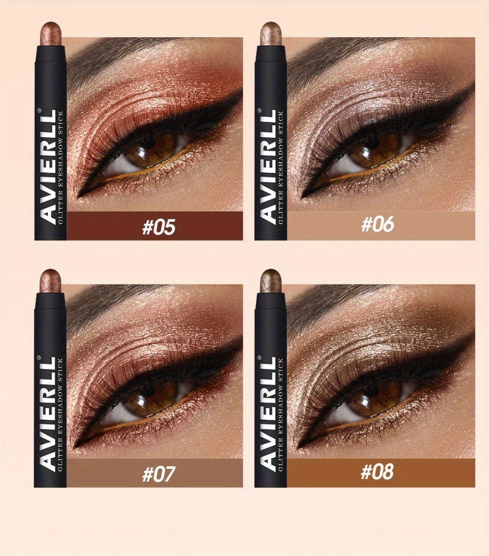 Waterproof Eyeshadow Stick Set 8 Piece, Shimmer, Pearlescent & Matte Eye Shadow Pencils, Creamy Blendable Formula