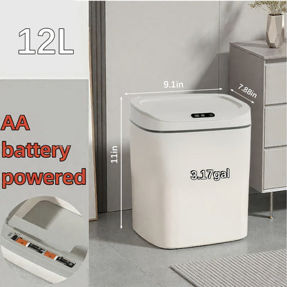 Motion Sensor Trash Can Silent Slow-Close Lid, Touchless Infrared Auto Open, Touchpad Control, Battery Operated