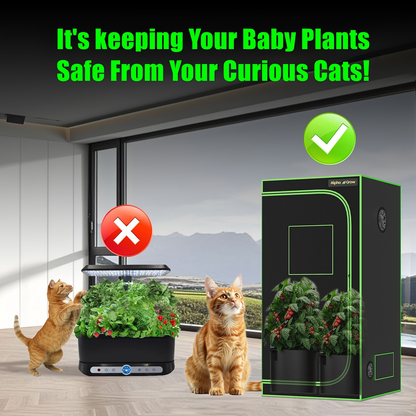 Indoor Grow Tent 1680D Lightproof with Viewing Window, Floor Tray & No-Tool Assembly, Hydroponic Setup for Seedling & Vertical Flowering