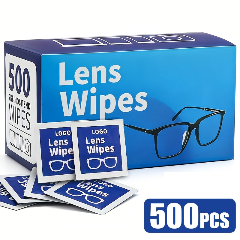 Lens Wipes Pre-Moistened 500 Count - Individually Wrapped Eyeglass Cleaning Wipes for Entryways, Bedrooms and Living Spaces