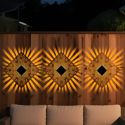 Solar Fence Lights Outdoor – Metal Step Wall Light for Garden Pillar Patio Courtyard Multicolor & Warm LED Decor