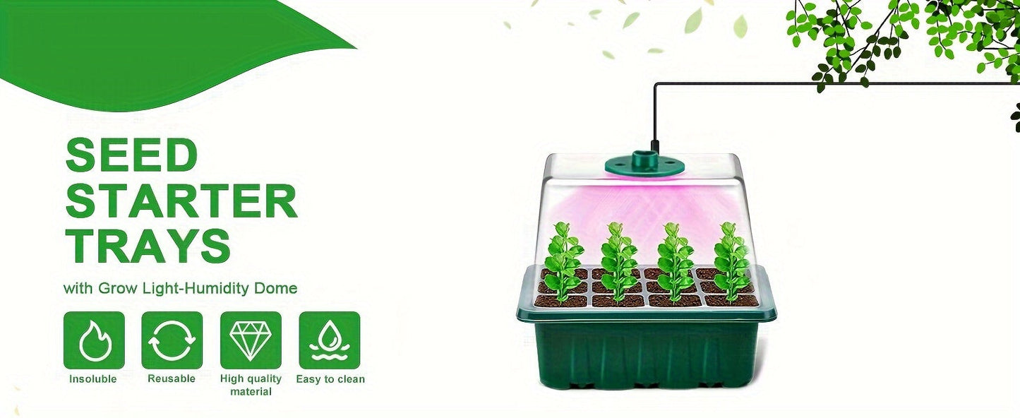 Seed Starter Kit with Grow Light LED, Indoor Mini Greenhouse Germination for Garden, Patio and Yard Use