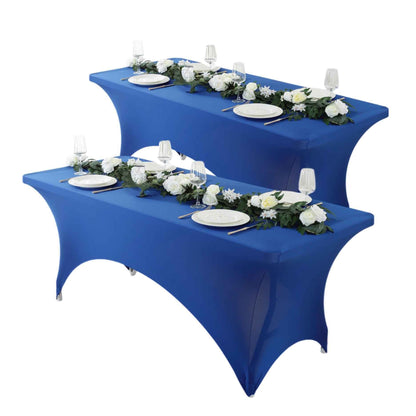 Spandex Fitted Tablecloth 4ft 6ft 8ft, Wrinkle-Free Stretch Rectangle Table Cover for Wedding Party Event Banquet