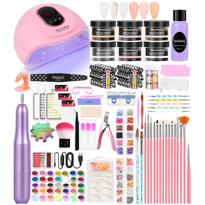 Acrylic Nail Kit with Electric Drill & UV LED Nail Lamp – Complete Professional Starter Set for Beginners with Acrylic Powder Brush Tools