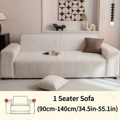 Sofa Cover Zigzag-Texture Fitted Slipcover for 1, 2, 3 or 4-Seater Sofas in Four Neutral Colors