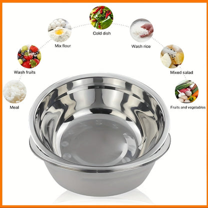 Stainless Steel Mixing Bowl Large 15.75 Inch with Footed Base, Salad Bowl, Vegetable & Fruit Washing Basin
